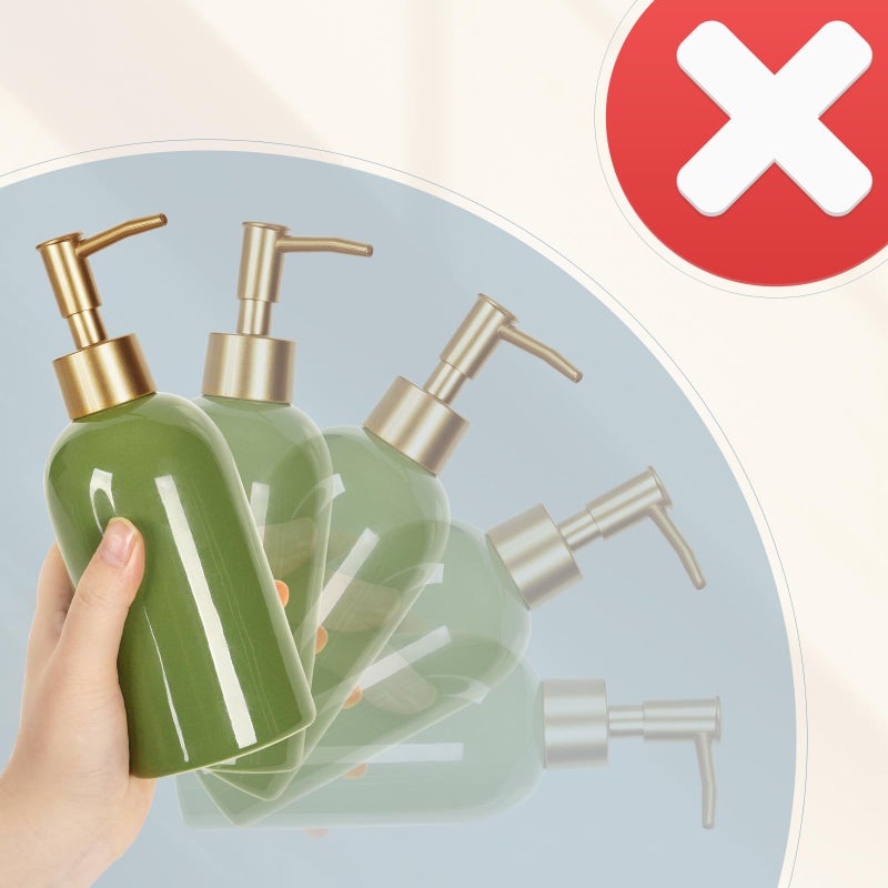 Natheeph 14OZ Ceramic Soap Dispenser Ceramic Soap Pump Dispenser Can Fill Liquid for Bathroom/Kitchen (Green) - Image 4